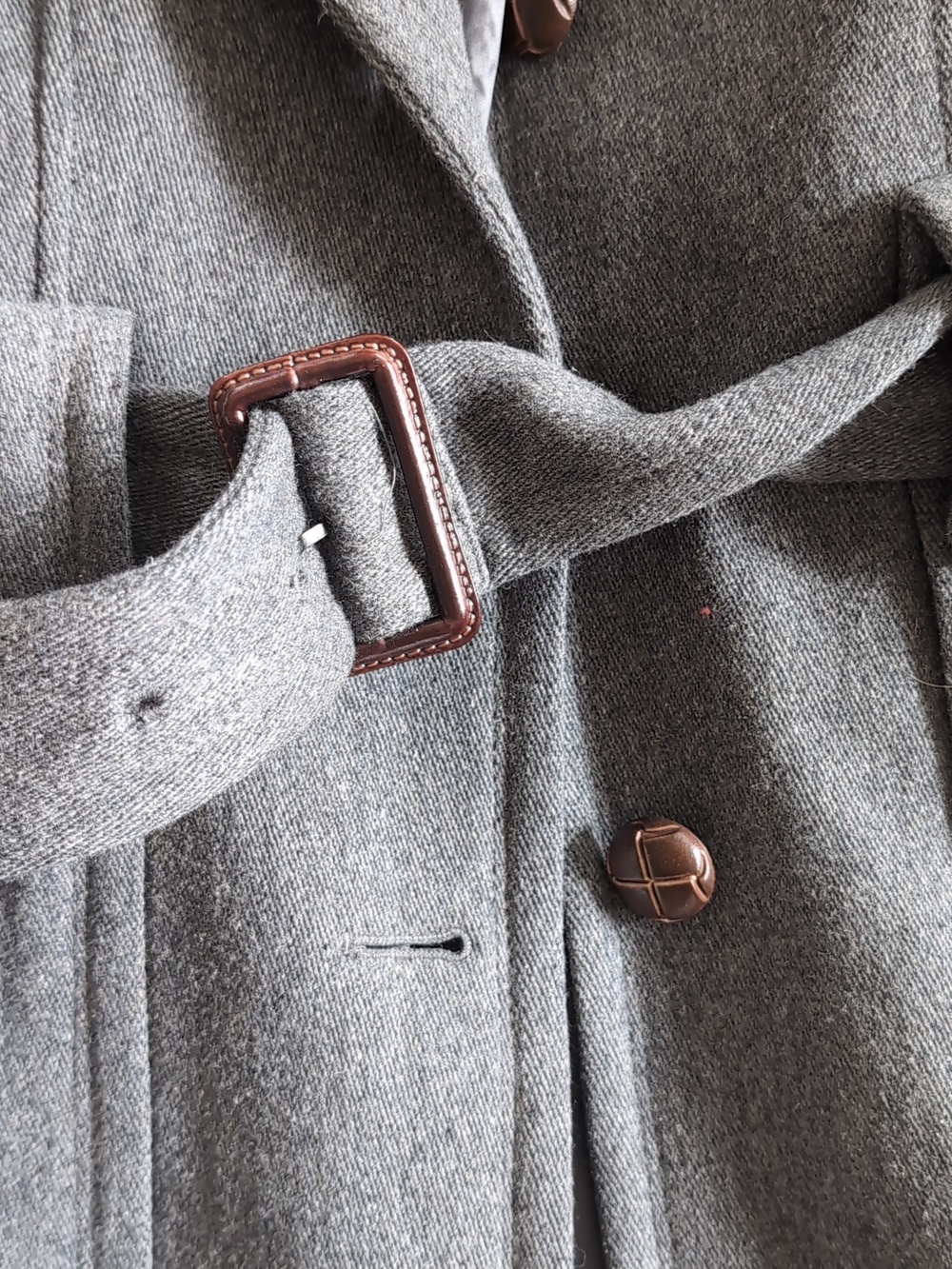 Perfect Loft Classic Women's Gray Belted Wool-Blend Coat - Picture 4 of 7